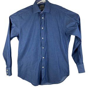 TD THOMAS DEAN Long Sleeve Button Up Shirt Blue White Flip Cuff  Medium